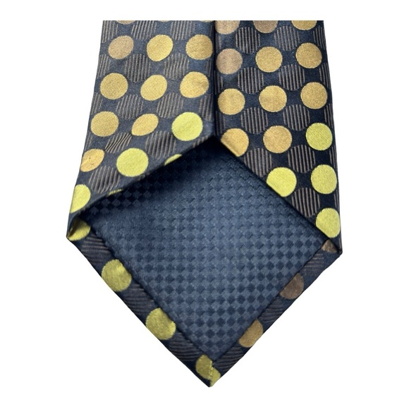 Sean John Brown Gold Polka Dot Tie Elegant Retro‎ Style 100% Silk Mens Necktie - Picture 8 of 11